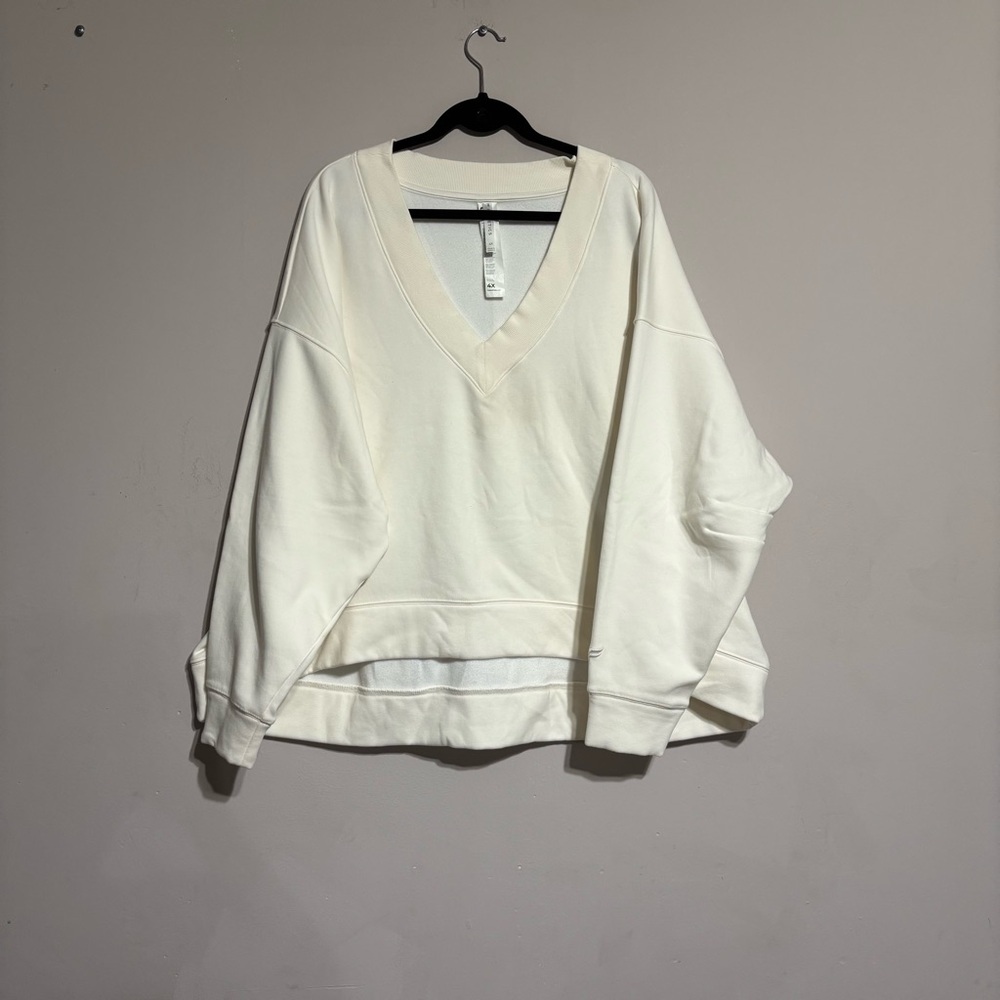 Fabletics Cream V-Neck Sweatshirt